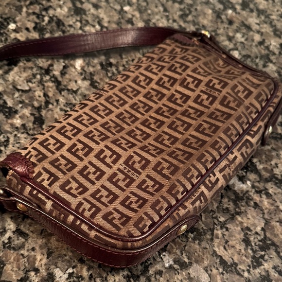 Fendi Zucchino Brown and Dark Brown Monogram flap shoulder Bag - Picture 9 of 17